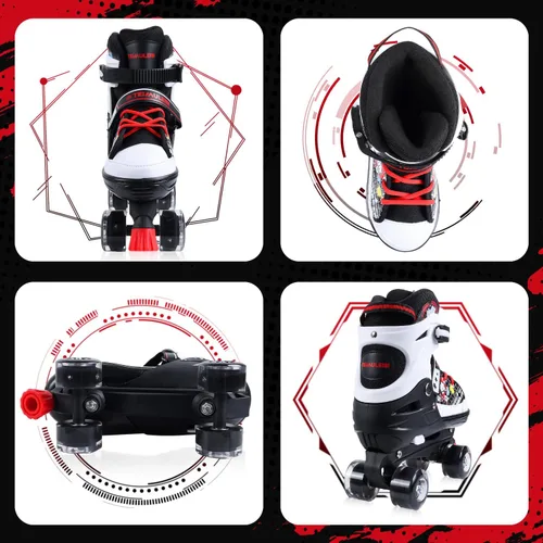 Miniatura 7 de Patines de ruedas para niños, 4 tamaños ajustables con todas las ruedas iluminadas, patines de 10C a 8 patines para niños pequeños, principiantes