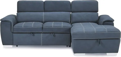 Miniatura 5 de Lexicon Cheyenne Sofá cama modular convertible, diván derecho, color azul