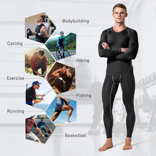Miniatura 6 de Tesuwel Paquete de 1 o 2 pantalones de compresión para hombre, para baloncesto, atletismo, entrenamiento, correr, leggings deportivos para gimnasio