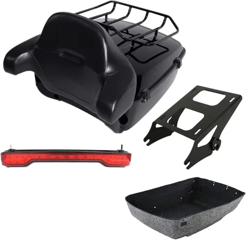 Miniatura 38 de TCMT King - Caja para maletero de motocicleta, almohadilla para respaldo, portaequipajes, altavoces, luces laterales, luz trasera para Harley