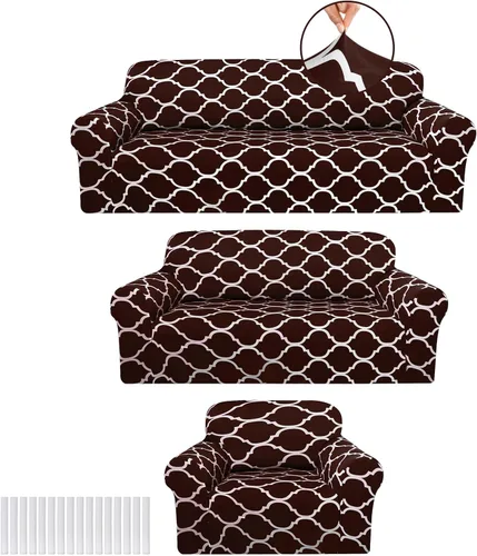 Miniatura 16 de Peryiter Juego de 3 fundas para sofá para sala de estar, fundas para muebles de sofá y sillones, funda para sillón con brazos, protector de muebles