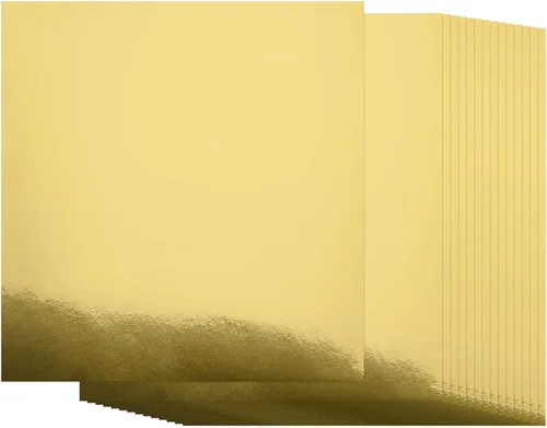Miniatura 10 de Papel de cartulina dorado metálico, 60 piezas de 8.5 x 11 pulgadas (250 GSM) - Tablero de papel de aluminio dorado, superficie con acabado espejo