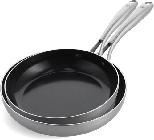 Miniatura 10 de Blue Diamond HD Stainless Steel Clad Pro - Juego de ollas y sartenes de 10 piezas, cerámica antiadherente con infusión de diamante, sin PFAS, apto
