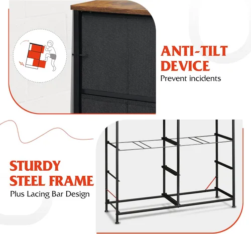 Miniatura 8 de WLIVE Cómoda para dormitorio con 8 cajones, cómoda de tela ancha para almacenamiento y organización, cómodas de dormitorio, cajonera para sala