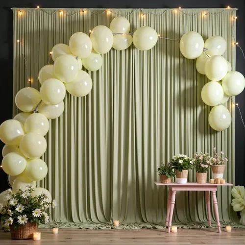 Miniatura 3 de Cortinas de fondo verde salvia sin arrugas de 10 x 10 pies para fiestas, cortinas de fondo de fotos de poliéster, 2 paneles de 5 x 10 pies