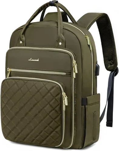 Miniatura 17 de LOVEVOOK - Mochila para portátil para mujer, resistente al agua, mochila de trabajo y viaje, con monedero, elegante, mochila de negocios, mochila