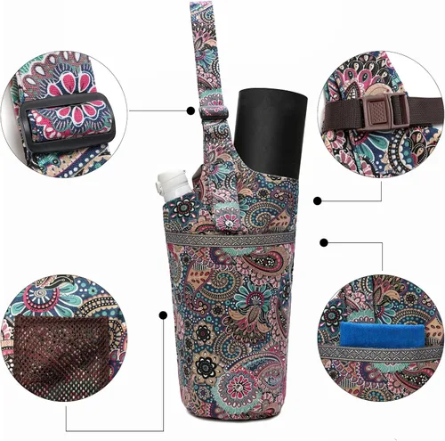 Miniatura 3 de IwIeIaIrI Bolsa para esterilla de yoga para mujeres con bolsillo grande y bolsillo con cierre, accesorios para regalos de yoga con correa de hombro