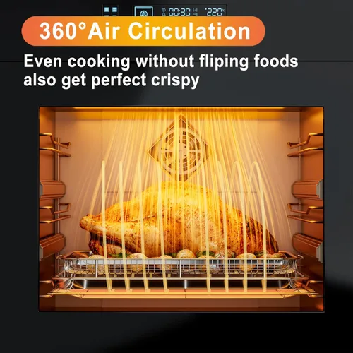 Miniatura 5 de Cesta de Freidora de Aire para Horno, Juego de 2 Bandejas de Freidora de Aire y Bandeja Crujiente con 60 Piezas de Papel Pergamino, Cesta y Bandeja