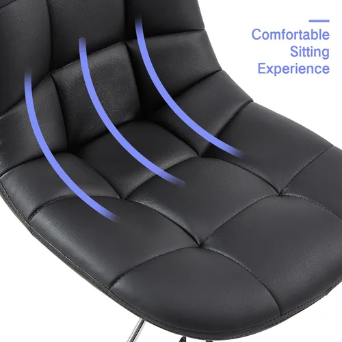 Miniatura 7 de VECELO Silla de escritorio suave, asiento de tocador elegante y casual, sin brazos con cómodo soporte lumbar, cuero PU ajustable en altura, giro