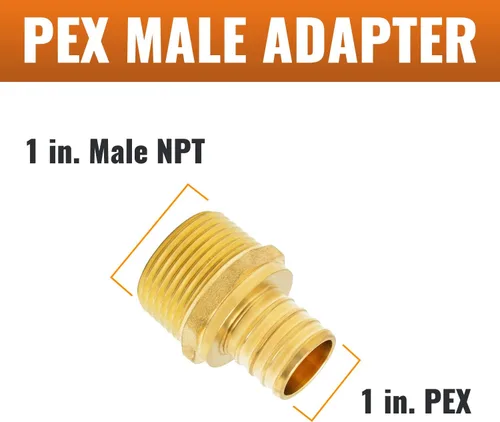 Miniatura 2 de SUNGATOR Paquete de 2 adaptadores machos Pex de 1 pulgada, latón sin plomo, accesorios Pex de 1 pulgada