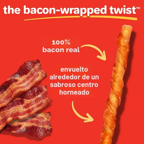Miniatura 3 de Hartz Nuevos Oinkies Twists Envueltos en Tocino, Masticas Carnosas Verdaderas con 100% Tocino Real y Sin Piel de Res, 14