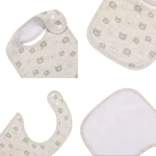 Miniatura 4 de Paquete de 7 baberos de algodón absorbentes para bebés, para babeo y dentición Grisclaro