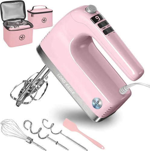 Miniatura 11 de Lord Eagle Batidora de mano digital de 9 velocidades, mezclador de cocina con motor de CC de 500 W para hornear pasteles, batidores de huevos Blanco