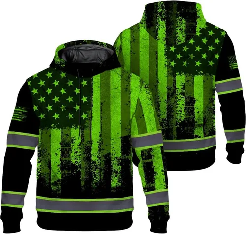 Miniatura 24 de Maddly Colección de ropa de trabajo de alta visibilidad con bandera de EE. UU., personalizada con nombre para trabajadores, corredores, camioneros