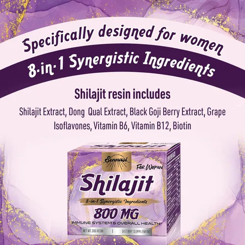 Miniatura 7 de Shilajit orgánico puro del Himalaya de 800 mg, resina Shilajit de máxima potencia de grado dorado, suplemento Shilajit con mezcla natural 8 en 1