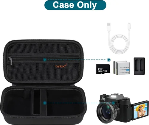 Miniatura 2 de Canboc Funda para cámara digital 4K para Femivo/IWEUKJLO/VETEK/VJIANGER 4K 48MP Vlogging para fotografía y video, bolsa para cámara de vlog