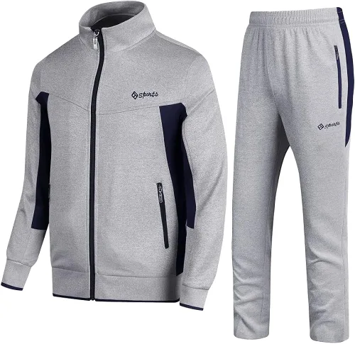 Guanzizai Conjunto deportivo casual de manga larga para hombre, conjunto deportivo con cremallera completa, chaqueta deportiva y pantalones para