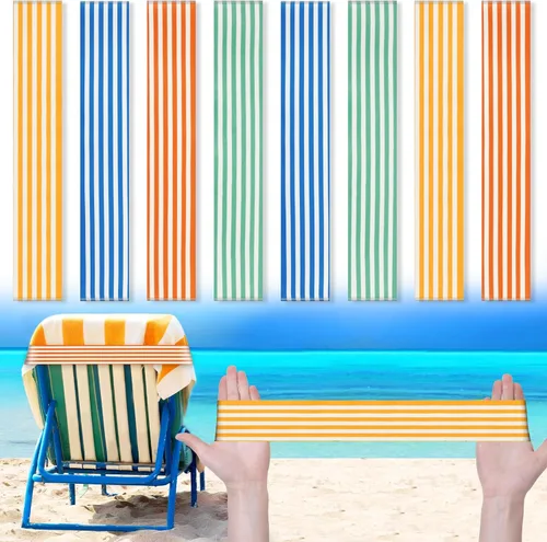 Miniatura 12 de Boao 8 Piezas Bandas de Toalla Grandes para Sillas de Playa 15.75" x 1.97" Bandas de Toalla para Sillas de Crucero Clips Elásticos a Prueba