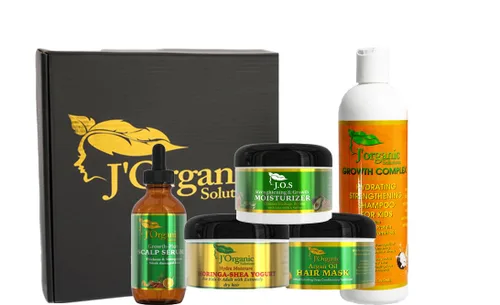 J'Organic Solutions Kit de crecimiento de cabello súper saludable para adultos, hidratante de crecimiento, acondicionador profundo, sellador de