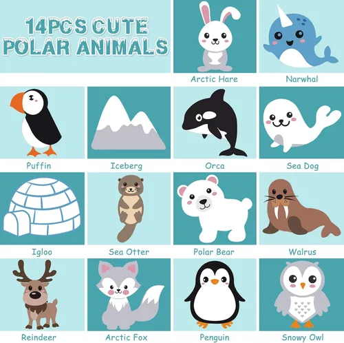 Miniatura 4 de CiyvoLyeen Kit de costura de animales polares para niños, haz tu propio kit de manualidades de fieltro de animales polares de invierno, incluye 14