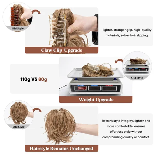 Miniatura 7 de CJL HAIR - Extensiones de cabello sintético para coleta con pinza, cola de caballo corta, rizada y desordenada, piezas para hacer moños DIY