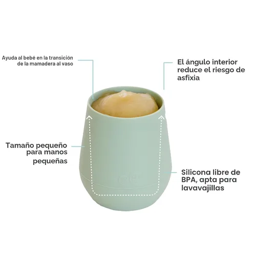 Miniatura 3 de ezpz Tiny Cup (Sage) - 4 meses en adelante - Taza de entrenamiento de 100% silicona para bebés - Diseñada por un especialista en alimentación Salvia