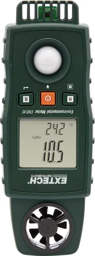 Miniatura 10 de Extech Medidor ambiental EN510 10 en 1: mide la velocidad del aire, la luz, el sonido, la temperatura, la humedad, el punto de rocío, la bombilla