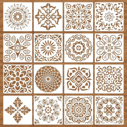 Miniatura 9 de 16 plantillas reutilizables (6 x 6 pulgadas), plantillas de mandala, plantillas de pintura de puntos de mandala, plantillas para bricolaje, pintura