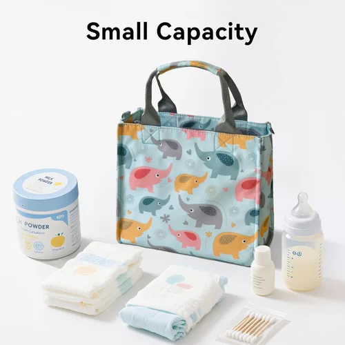 Miniatura 8 de Bolso pequeño impermeable para pañales, bolso de mano, bolso de viaje mini, bolso multifunción para bebé, bolso cruzado de mano (Elefante Azul)