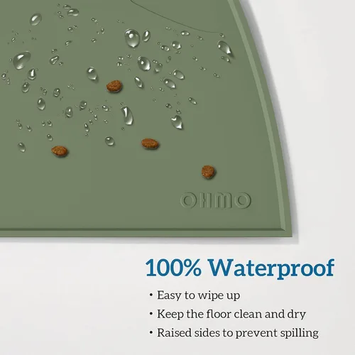 Miniatura 4 de OHMO - Tapete de silicona para comida para gatos, tapete de alimentación de mascotas para el piso, antideslizante e impermeable, bandeja para agua