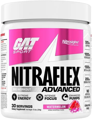 Miniatura 9 de GAT SPORT Nitraflex Advanced - Polvo de preentrenamiento avanzado, aumenta el flujo sanguíneo, aumenta la fuerza y la energía, mejora el rendimiento