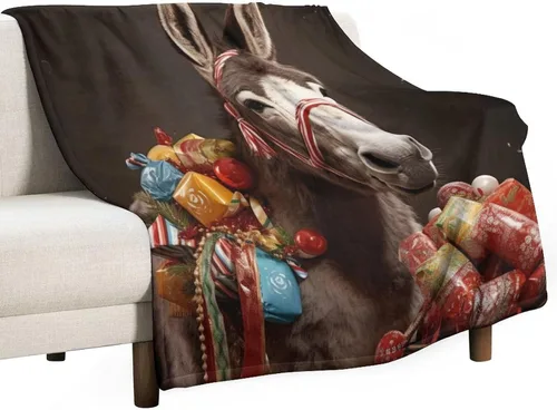 Miniatura 40 de Manta cálida de Navidad Folk Botanicals de microforro polar ultrasuave y cálida, acogedora manta ligera, manta rústica de vacaciones de 30 x 40