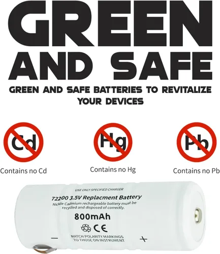 Miniatura 4 de Repuesto para batería Welch Allyn 72200, batería recargable de níquel cadmio de 3.5 V 800 mAh, compatible con manijas de alimentación 60835, 71000