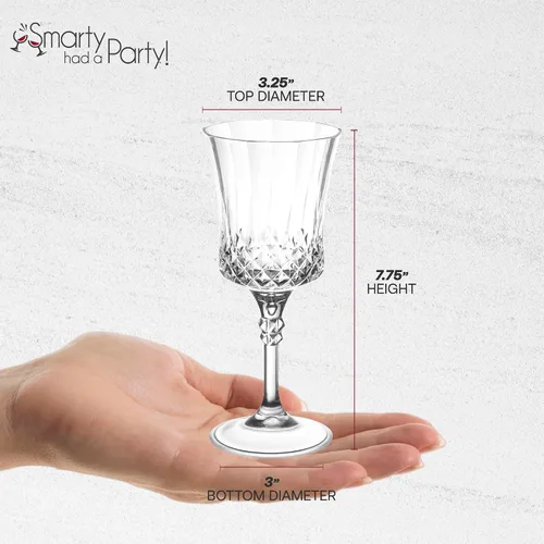 Miniatura 4 de Smarty Had A Party Copas de vino de plástico, paquete de 48 copas de vino desechables grandes de 11 onzas con tallo, vasos transparentes resistentes