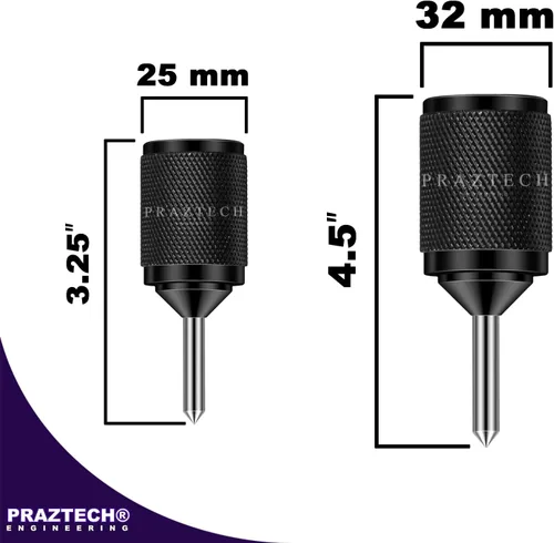 Miniatura 2 de PRAZTECH® Punzón central de alineador de centro de transferencia universal, pasador endurecido (juego de 2) Orificios centrales de transferencia