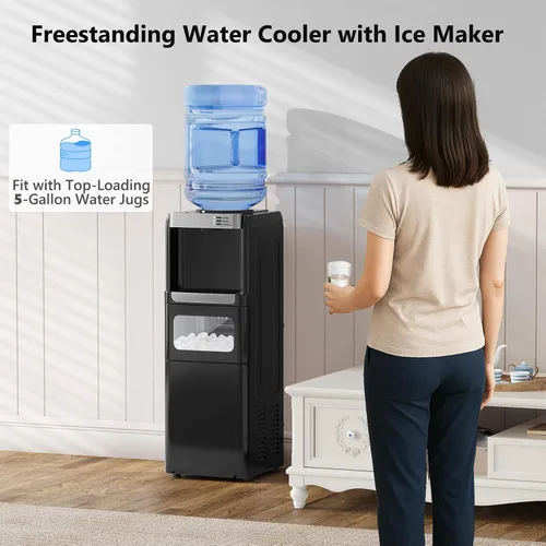 Miniatura 2 de Dispensador de agua Electactic con función de máquina de hielo, enfriador de agua caliente y fría para carga superior para botella de 5 galones
