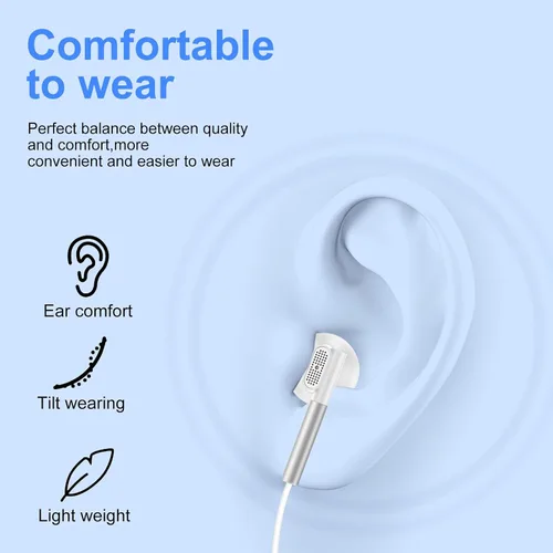 Miniatura 5 de Auriculares tipo C con cable para iPhone 16e 17/16 Pro Max/16 Pro/16 Plus/16/15, auriculares USB C con cancelación de ruido con micrófono y control