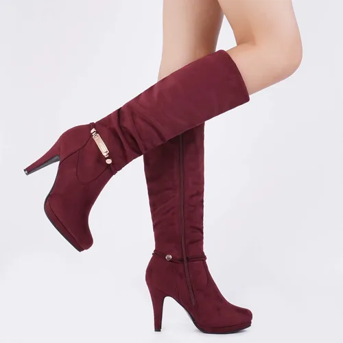 Miniatura 7 de DREAM PAIRS - Botas de tacón alto con plataforma, a la rodilla, para mujer