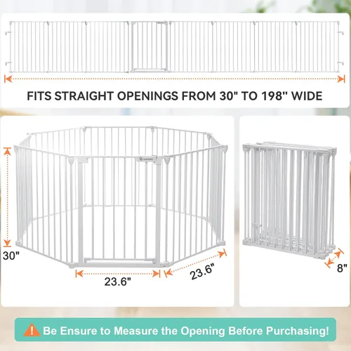 Miniatura 5 de COMOMY Puerta de bebé de 198 pulgadas extra ancha, puerta para perros, puerta para mascotas para escaleras de la casa, puertas, chimenea, puerta