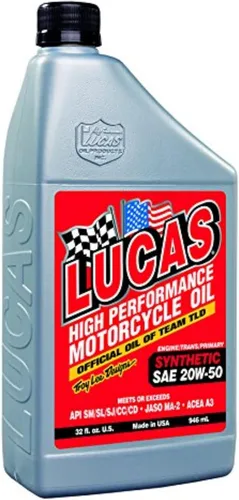 Lucas Oil Productos LUC10702 Aceite sintético SAE 20w50 para motocicleta, 1 cuarto de galón, 1 paquete