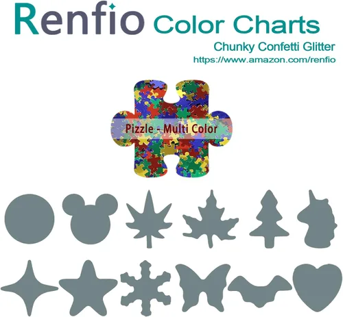 Miniatura 3 de Renfio Rompecabezas holográfico de 1.75 onzas, 1.76 oz, confeti con purpurina, formas de rompecabezas, mezcla de colores, lentejuelas gruesas