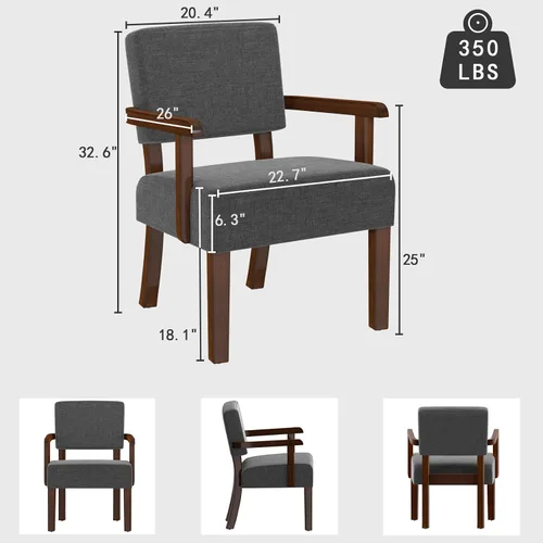 Miniatura 2 de FAGAGA Silla decorativa, sillas de sala de estar de gran tamaño con asiento suave y reposabrazos para salas de estar y comedor