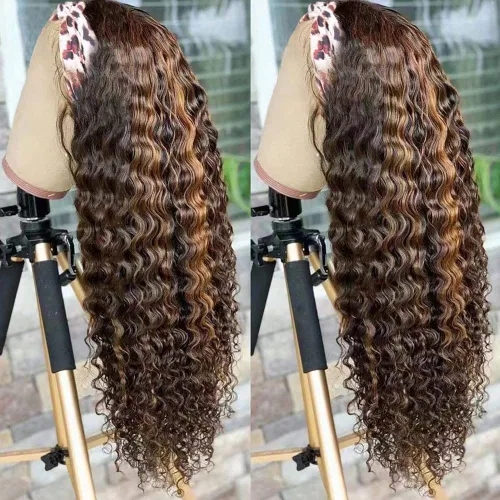 Miniatura 9 de XSY: Peluca de diadema de cabello humano de onda profunda sin pegamento, sin encaje frontal, peluca de diadema rizada, lista para usar y llevar