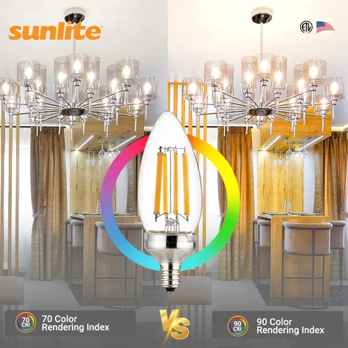 Miniatura 4 de Sunlite 81336 Bombilla LED Edison B11 con punta de torpedo, 7.5 vatios (equivalente a 60 W) 810 lúmenes, base de candelabro E12, regulable