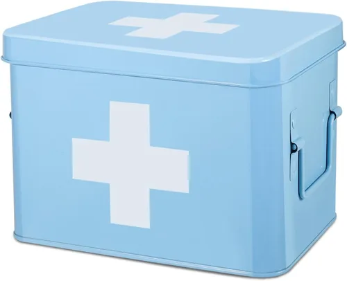 Miniatura 22 de Flexzion - Caja para medicamentos del hogar, botiquín de farmacia, 33 x 21 x 19 cm, caja de almacenamiento de metal para medicamentos de emergencia
