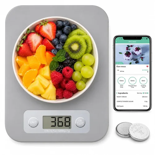 URAMAZ Báscula de alimentos con calculadora nutricional, báscula digital de alimentos para báscula de cocina gramos y onzas, báscula inteligente de