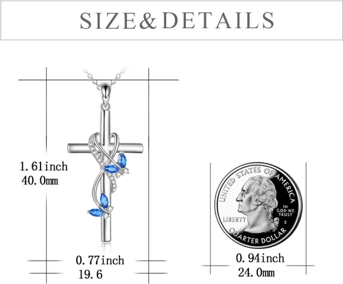 Miniatura 5 de POPLYKE Collar de cruz para mujer, plata de ley 925, collar con colgante de cruz, joyería de animales, regalos de Navidad para mujeres, madre