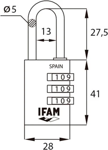 Miniatura 4 de iFAM Candado de combinación, 000614B Azul Real
