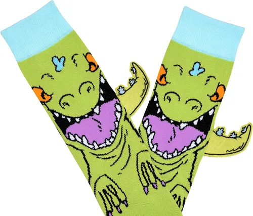 Miniatura 2 de Hyp Rugrats Reptar with Embellished Tail Cosplay Mens Crew Socks