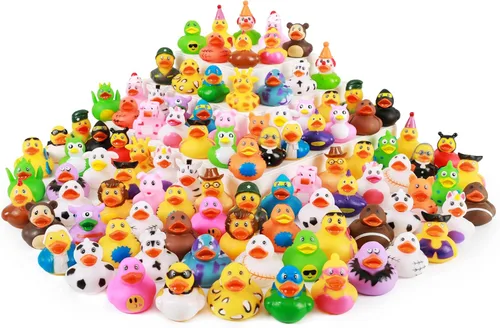 Miniatura 2 de XY-WQ Paquete de 100 patos de goma para Jeeps Ducking, pato flotante a granel de 2.3 pulgadas para niños, surtido de juguetes de baño para bebés